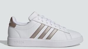 Adidas Grand Court Sneaker Women's 8 Platinum White 3 Stripe Tennis Shoe